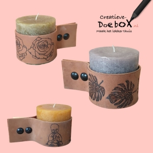 hippe kaarsen met leer doebox voor thuis
