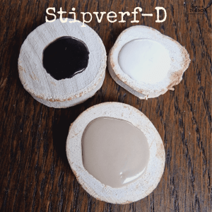 stipverf zwart, wit en taupe