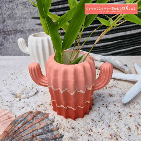 Cactusvaasje van keramisch gips om te beschilderen, zomers vaasje met tentakels