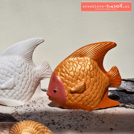 Maanvis ornament van keramisch gips om te beschilderen, zomerse vis decoratie