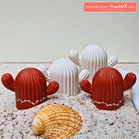 Cactus ornamenten van keramisch gips om te beschilderen, set van 2 schattige cactusjes