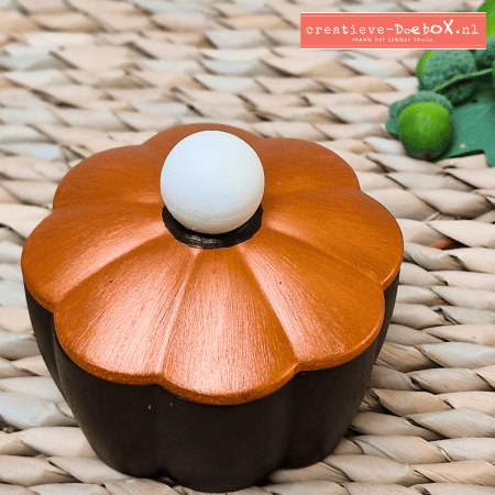 Amaniet bakje met dekseltje van keramisch gips om te beschilderen, herfstdecoratie