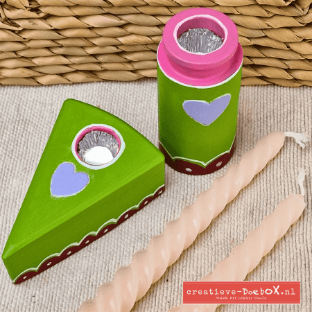 Feest set met taartpunt en vaasje van keramisch gips om te beschilderen