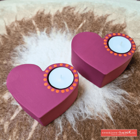 Super hart waxinelichthouders van keramisch gips om te beschilderen, set van 2 in strak hartmodel