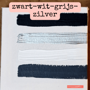 acrylverf mengkleuren zwart-wit-grijs-zilver