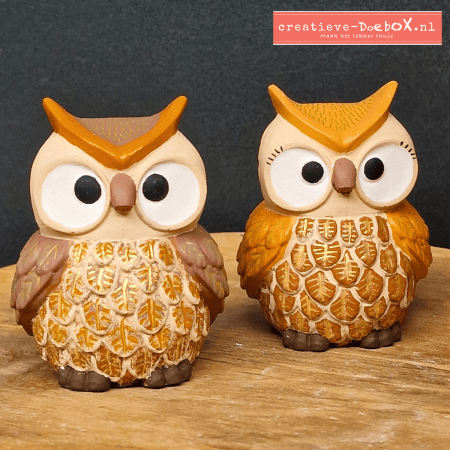 Vliegenzwam uiltjes van keramisch gips om te beschilderen, set van 2 herfstuiltjes