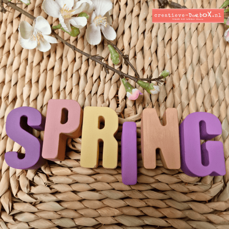 Spring letters van keramisch gips om te beschilderen, decoratieve voorjaarsletters