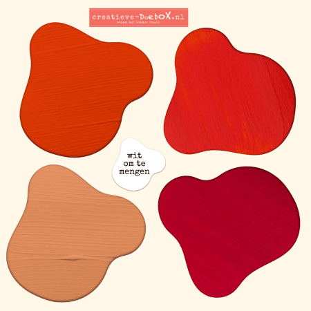 acrylverf oranje-roodtinten 5 kleuren