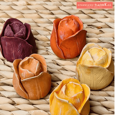 Tulpen uit Holland set van 5 decoratieve tulpjes van keramisch gips om te beschilderen