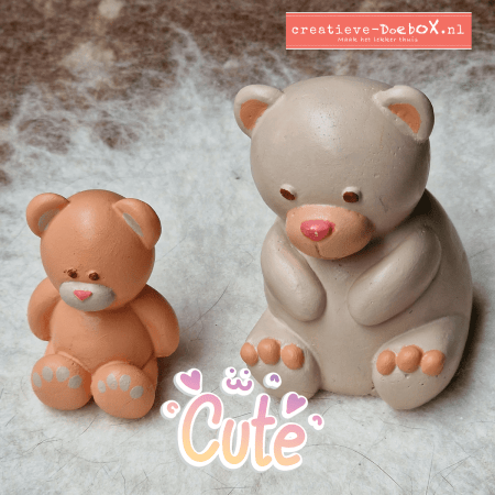 Beertjes ornamenten van keramisch gips om te beschilderen, set van 2 schattige beren