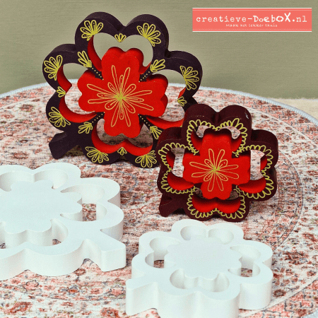 Klavertjes vier ornamenten van keramisch gips om te beschilderen, set van 2 gelukssymbolen