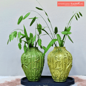 Hoe gebruik je de droog penseel techniek bij het schilderen van keramisch gips vaasjes?