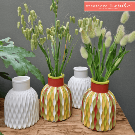 Retrovaasjes van keramisch gips – set van 2 DIY vaasjes om zelf te beschilderen, leuk voor een creatief moment thuis