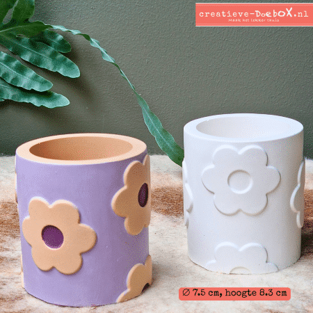 Vaasjes met bloemen van keramisch gips om te beschilderen – set van 2, leuk voor een creatief moeder-dochter moment