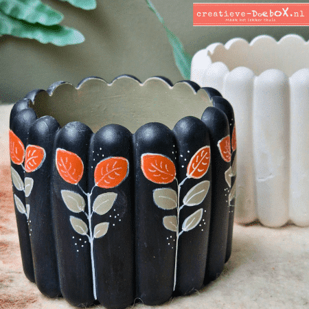 Stoere vaasjes van keramisch gips met gelaagde structuur – set van 2 DIY vaasjes om zelf te beschilderen