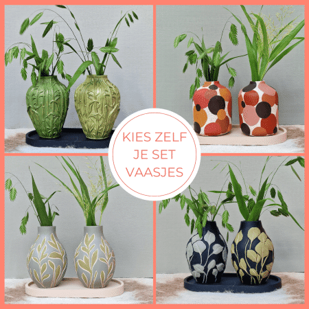 Wereldvaasjes complete doebox met vier verschillende vaasjessets van keramisch gips – Rome, Londen, Mexico-stad en Parijs – om zelf te beschilderen